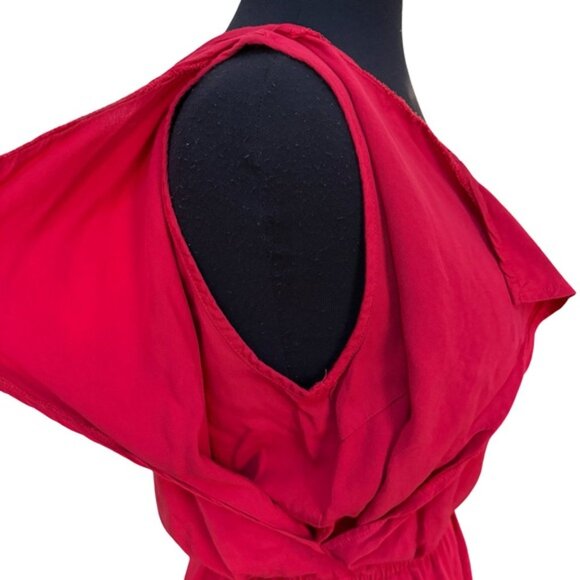 JustFab Red Embroidered Short Sleeve Dress M - Picture 6 of 11